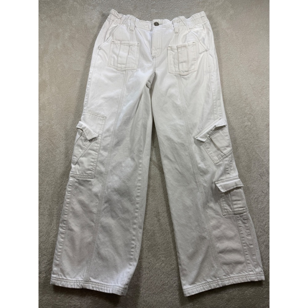BDG Womens Y2K Cargo Wide Leg High Rise White Denim Jeans W31 Meas: 32x30.5